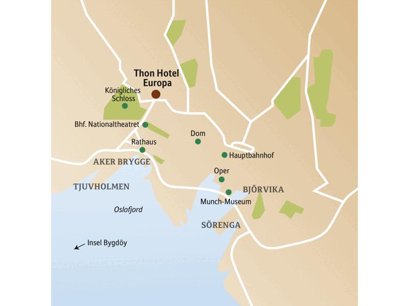 Das Hotel der CityLights-Reise Oslo liegt zentral in der Nähe des Königlichen Schlosses.