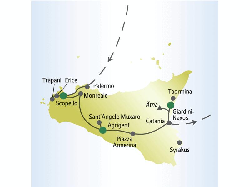 Die Studiosus-me&more-Reise für Singles und Alleinreisende nach Sizilien beginnt in Palermo und führt über Scopello, Monreale, Agrigent bis nach Catania. Auf Wunsch nehmen Sie an einem Ausflug nach Syrakus teil.