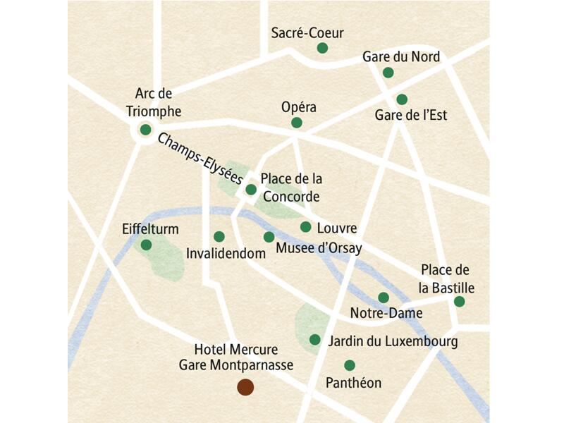 Vom Hotel Mercure Gare Montparnasse aus entdecken wir auf unserer Familien-Studienreise per Bus, Boot, Metro und auf kurzweiligen Spaziergängen gemeinsam mit unserer Studiosus-Reiseleitung die wichtigsten Sehenswürdigkeiten von Paris.