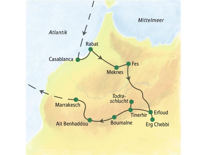 Eine zehntägige Studienreise, die alles Wichtige in Marokko für Einsteiger bietet, intensiv und erlebnisreich!