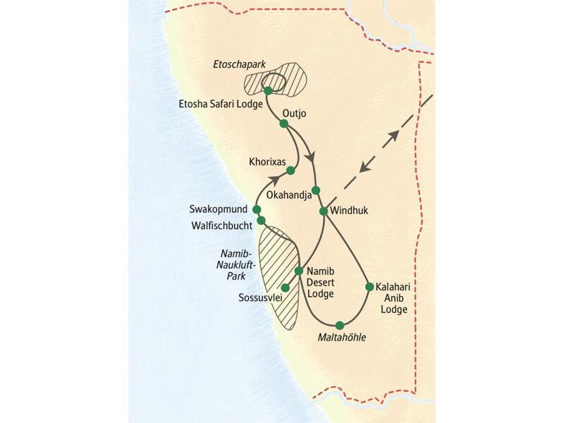 Mit Studiosus auf Rundreise zu den Höhepunkten Namibias zwischen Namib-Wüste und Etoscha-Nationalpark