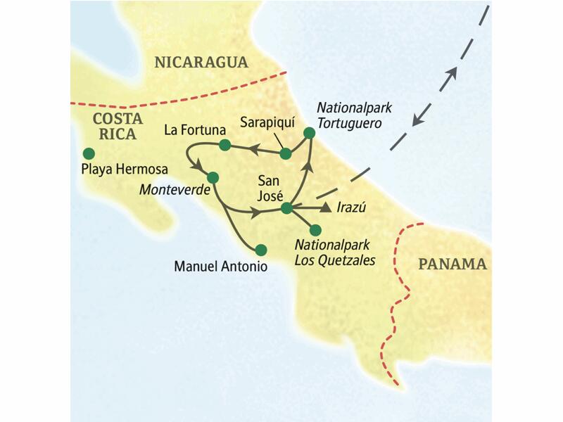 Die Naturerlebnis-Studienreise durch Costa Rica beginnt in San José und führt zu den schönsten Nationalparks des Landes zwischen Karibik und Pazifik.