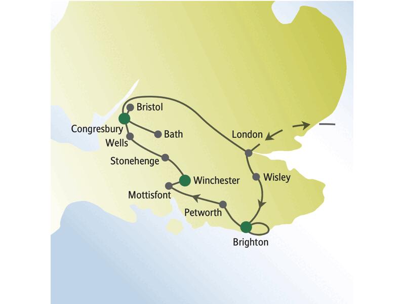 Auf unserer Singlereise nach Südengland sehen Sie u.a. Brighton, Petworth, Mottisfont, Winchester, Stonehenge, Bath, Wells und Bristol.