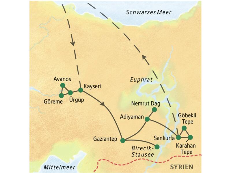 Wo Anatolien und Mesopotamien sich begegnen: Unsere Studienreise in den Südosten der Türkei verläuft von Kappadokien zum Euphrat mit seinen Zeugnissen früher und frühester Hochkulturen.