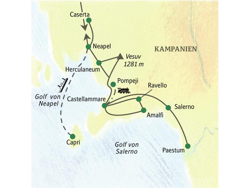 Auf unserer zehntägigen Klassik-Studienreise erleben Sie die Region Kampanien mit dem Golf von Neapel, Pompeji und Paestum umfassend.