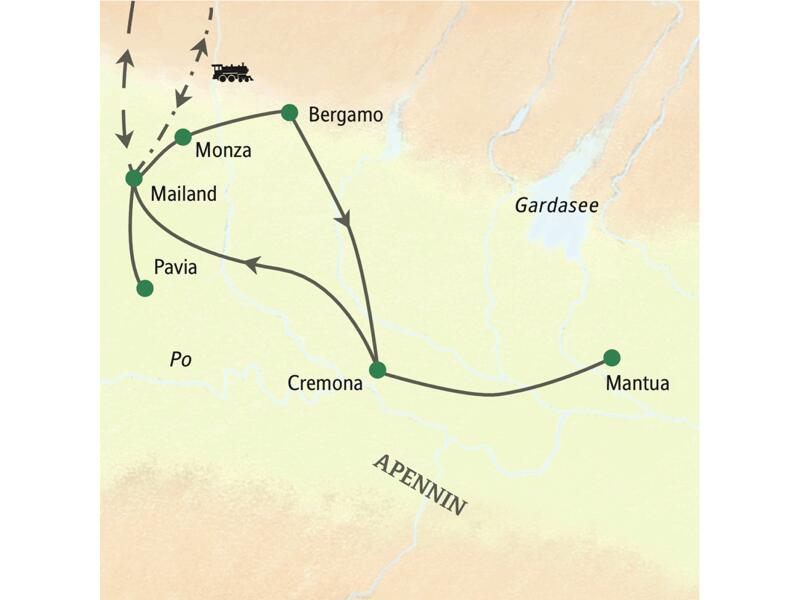 Unsere Rundreise in die Lombardei führt von Monza über Bergamo und Cremona nach Mailand, Abstecher nach Mantua und Pavia inklusive.
