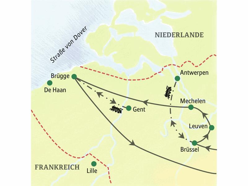 Auf der Studiosus Klassik-Reise nach Flandern haben wir die beiden Standorte Brüssel und Brügge für Sie ausgewählt. So erreichen wir die Kunststädte Flanderns schnell und bequem. Wo möglich sind wir dabei staufrei und umweltfreundlich per Bahn unterwegs.