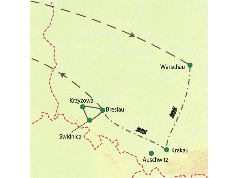 Neuntägige Studienreise durch Polen: Warschau – Krakau – Breslau per Bahn. In den drei Städten übernachten Sie in zentral gelegenen Hotels.