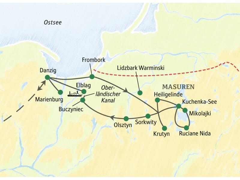 Diese achttägige Studienreise mit Muße führt uns zu den Höhepunkten Nordpolens und Masurens, z.B. nach Marienburg, Heiligelinde und Mikolajki.