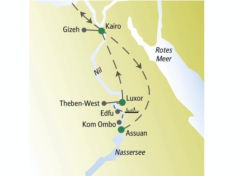 Bei unserer me & more-Reise für Singles und Alleinreisende nach Ägypten präsentieren wir ihnen neben der Hauptstadt Kairo auch Assuan und Luxor. Besonders schön: drei Nächte auf einem Kreuzfahrtschiff auf dem Nil.