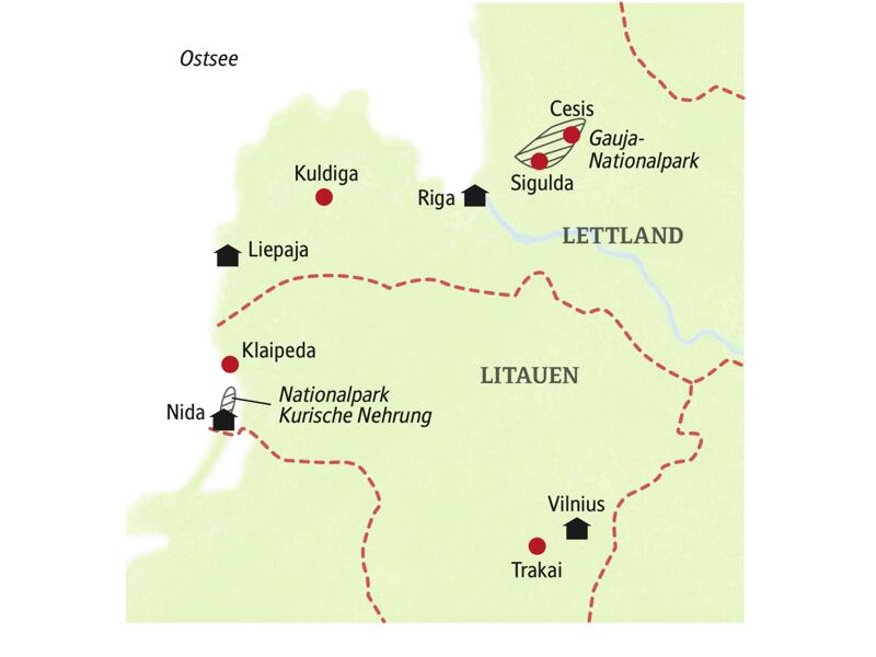 Erleben Sie auf dieser smart&small-Rundreise das Baltikum in kleiner Gruppe! Die Stationen unserer Rundreise sind Vilnius, Nida, Liepaja und Riga.