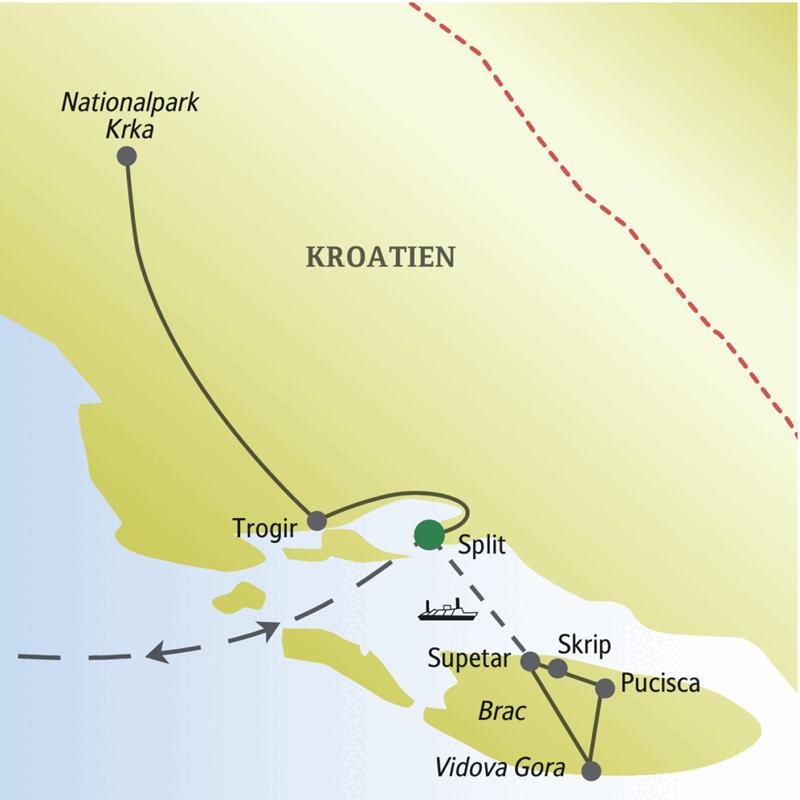 Auf unserer Silvesterreise für Singles und Alleinreisende nach Split lernen wir außer der Stadt auch die Insel Brac kennen sowie den Nationalpark Krka und Trogir.