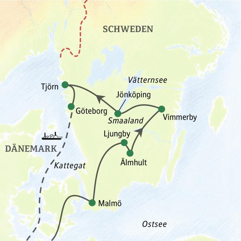 Familienurlaub in Schweden - gemeinsam mit anderen Familien reisen Sie zehn Tage lang im Astrid-Lindgren-Land von Malmö durch Smaaland und zum Finale nach Tjörn und Göteborg.