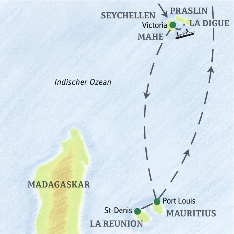 Entdecken Sie auf dieser zweiwöchigen Studienreise die traumhaften Inseln im Indischen Ozean: die Seychellen, Mauritius und La Réunion.