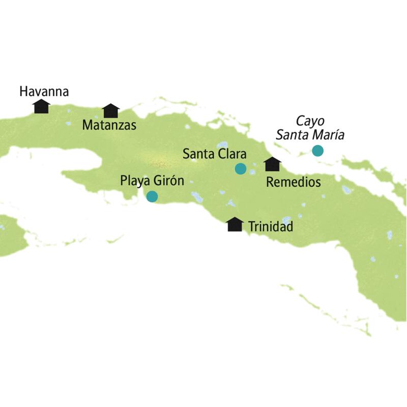 Unsere Reiseroute durch Kuba startet in Havanna und führt über Trinidad, Remedios und Matanzas zurück in die Hauptstadt. Auch Santa Clara erleben Sie auf dieser smart & small-Rundreise. Natürlich bleibt auch Zeit für Strand und Meer.