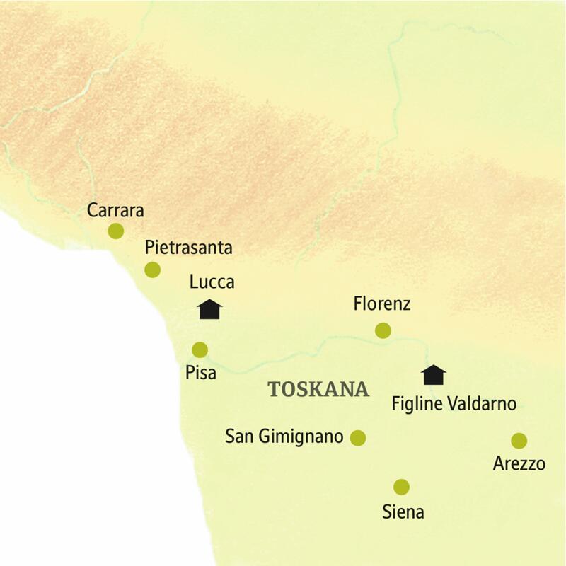 Auf dieser smart&small-Reise in die Toskana besuchen wir von den beiden Standorten Lucca und Figline Valdarno aus die schönsten Orte der Region.