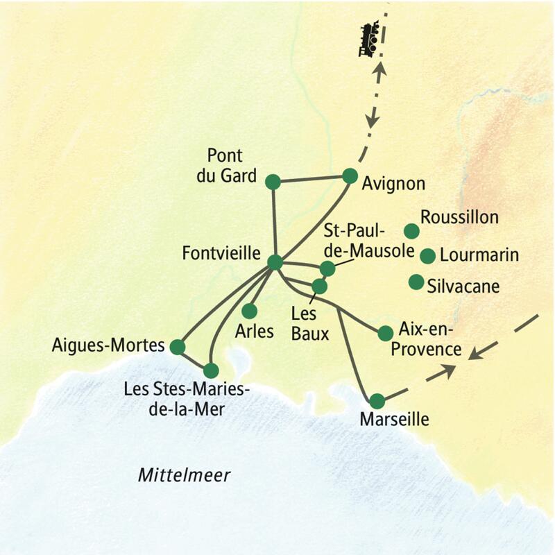 Auf dieser Studienreise wohnen wir in einem schönen Landhotel am Fuße der Alpilles – die Höhepunkte der Provence sind von hier aus gut zu erreichen. Sie besuchen u.a. die Camargue, Aix-en-Provence, Arles und Les Stes-Maries-de-la-Mer.