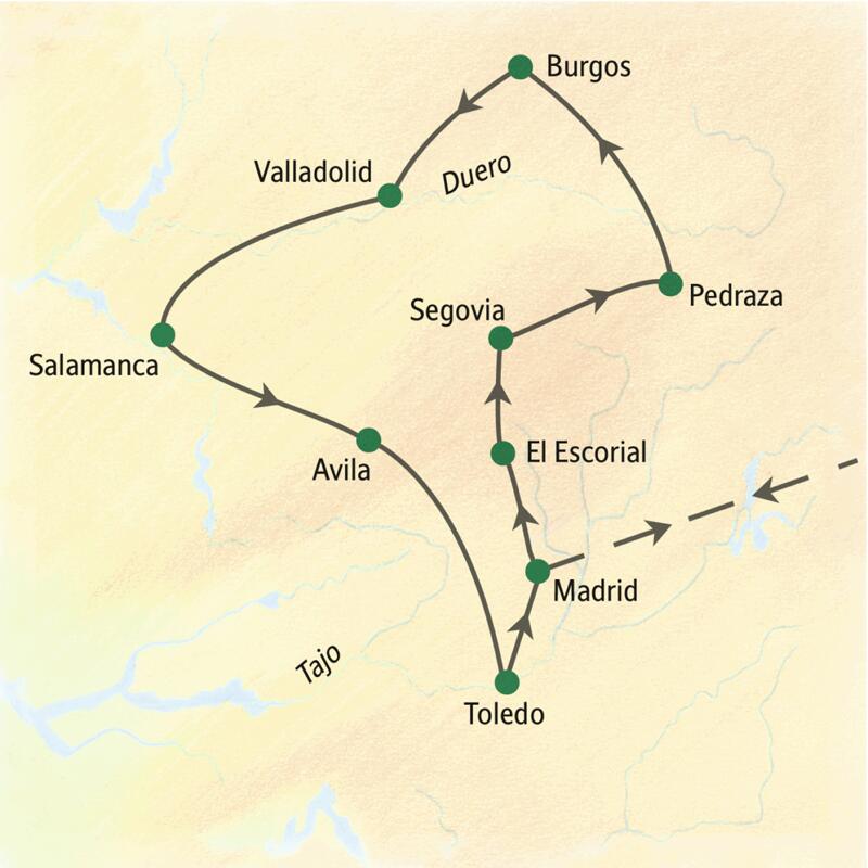 In der Hauptstadt Madrid beginnt und endet unsere zehntägige Rundreise mit Studiosus-Reiseleitung durch die Städte Kastiliens, wie z. B. Segovia, Burgos, Salamanca, Avila und Toledo.