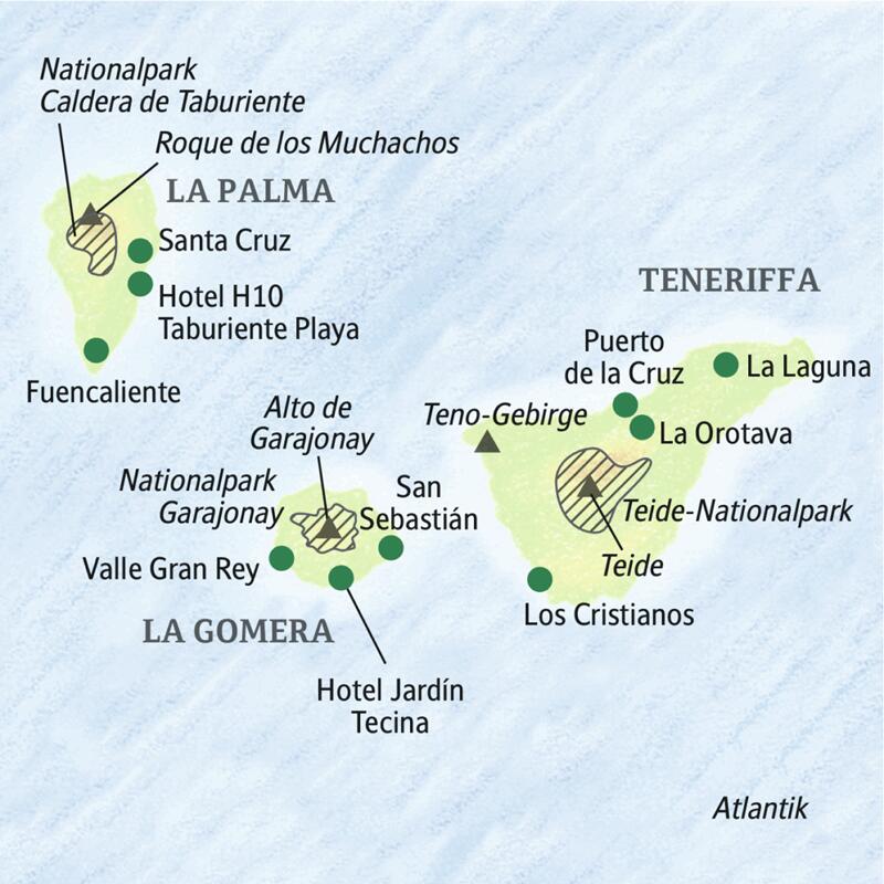 Die 12-tägige Naturerlebnis-Studienreise mit Studiosus führt Sie zu drei Inseln der Kanaren: Teneriffa, La Palma und La Gomera.