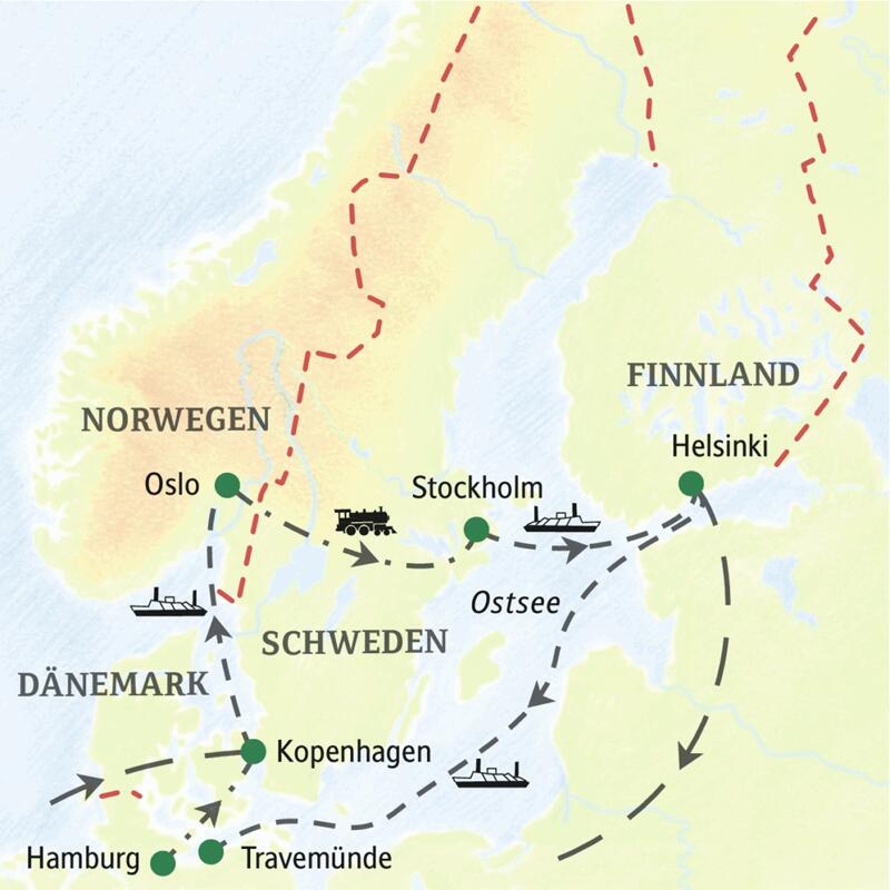 Auf dieser Studienreise mit Studiosus besuchen Sie die skandinavischen Metropolen Kopenhagen, Oslo, Stockholm und Helsinki.