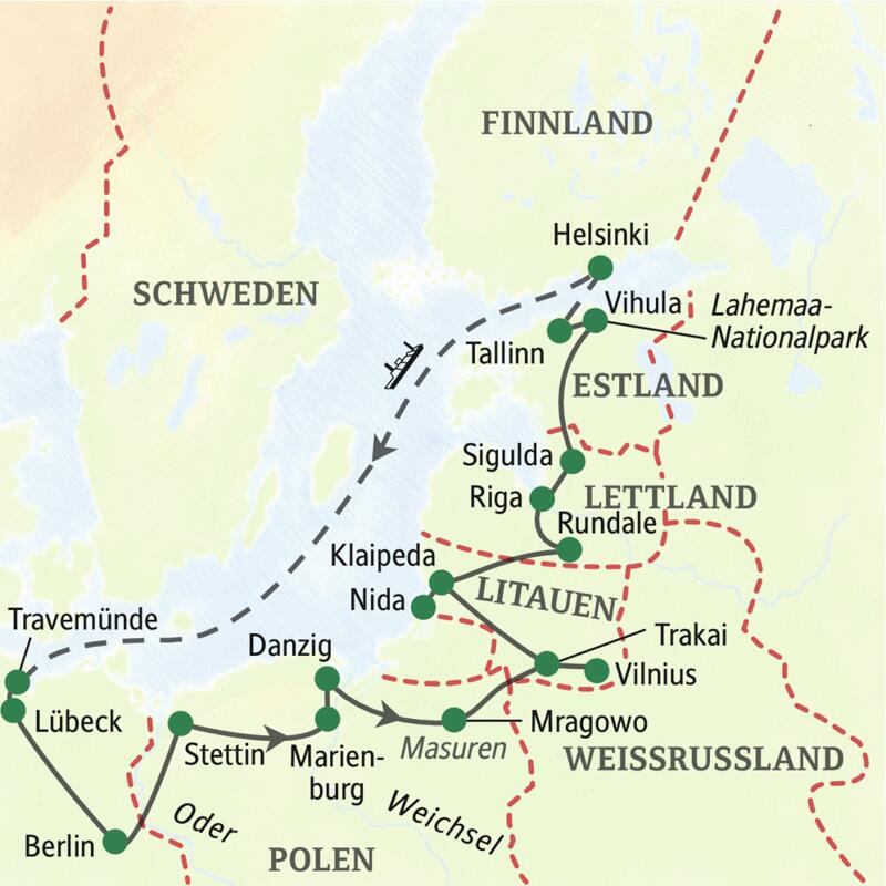 Abwechslung ist hier Programm: Erleben Sie Polen, Litauen, Lettland und Estland. Dazu einen Aufenthalt in Helsinki - alles auf einer 17-tägigen Studienreise, per Komfortbus ab Berlin.
