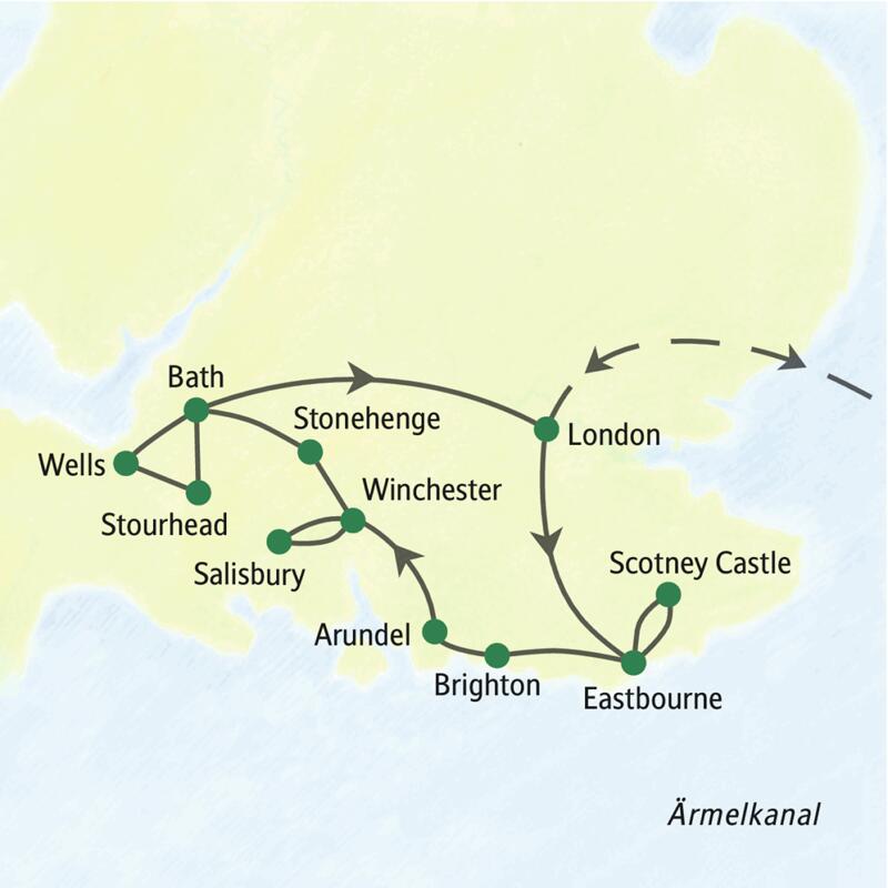 Begleiten Sie uns auf unserer Südenglandreise mit Muße und erleben Sie die Höhepunkte auf eine ganz entspannte Art und Weise. Sie übernachten in Eastburne, Winchester und Bath.